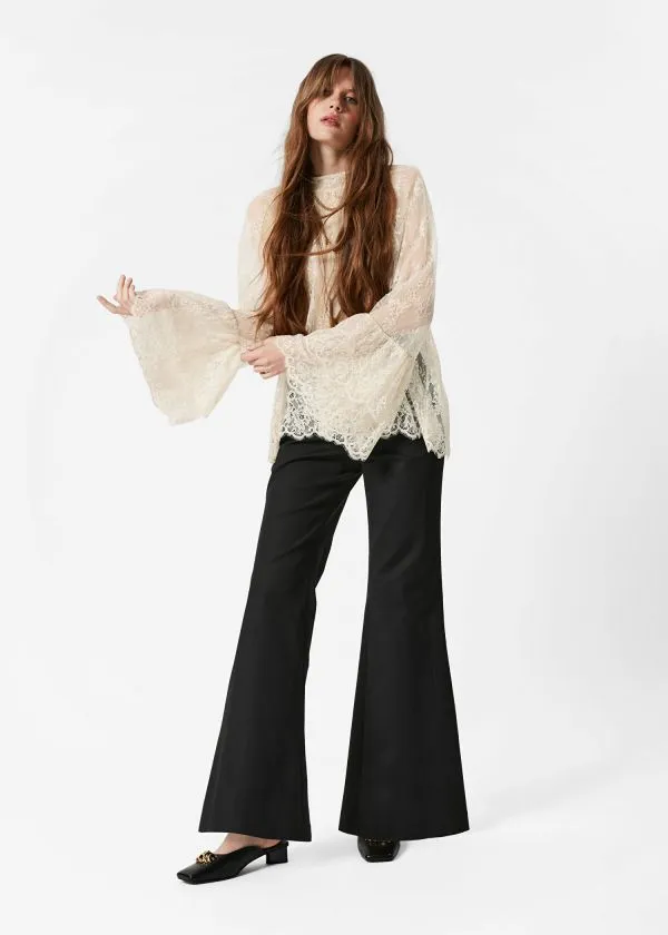 and Other Stories Slim Flared Leg Trousers Black Women Trousers