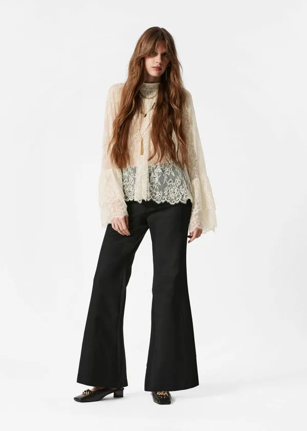 and Other Stories Slim Flared Leg Trousers Black Women Trousers