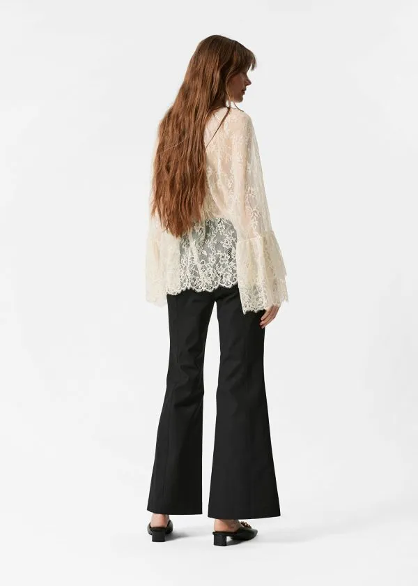 and Other Stories Slim Flared Leg Trousers Black Women Trousers