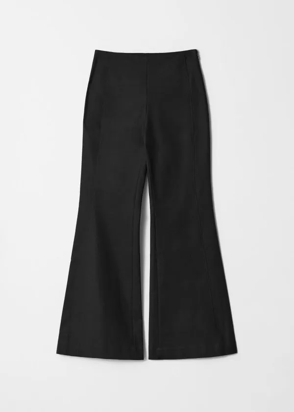 and Other Stories Slim Flared Leg Trousers Black Women Trousers