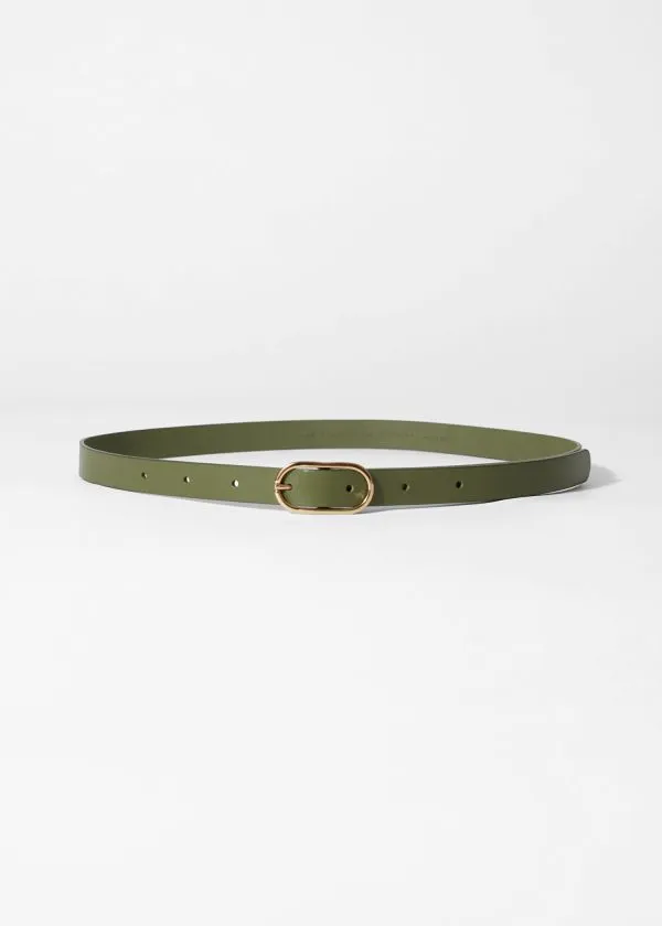 and Other Stories Slim Leather Belt Green Women Belts