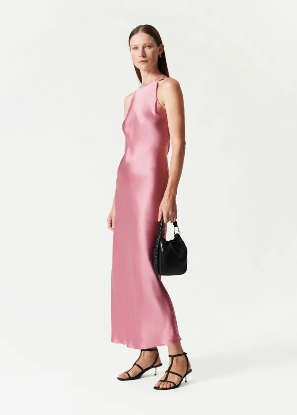 and Other Stories Slim Satin Midi Dress Rose Women Dresses