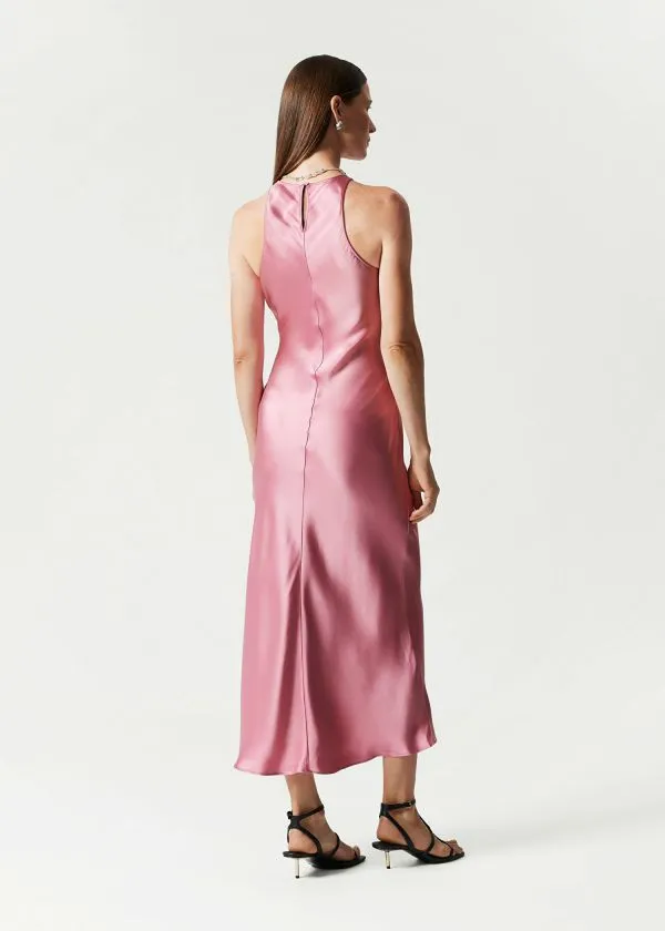 and Other Stories Slim Satin Midi Dress Rose Women Dresses