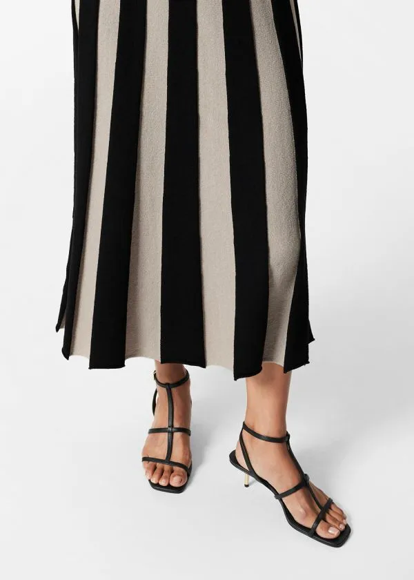 and Other Stories Slim Tank Midi Dress Blackandbeige Stripes Women Dresses