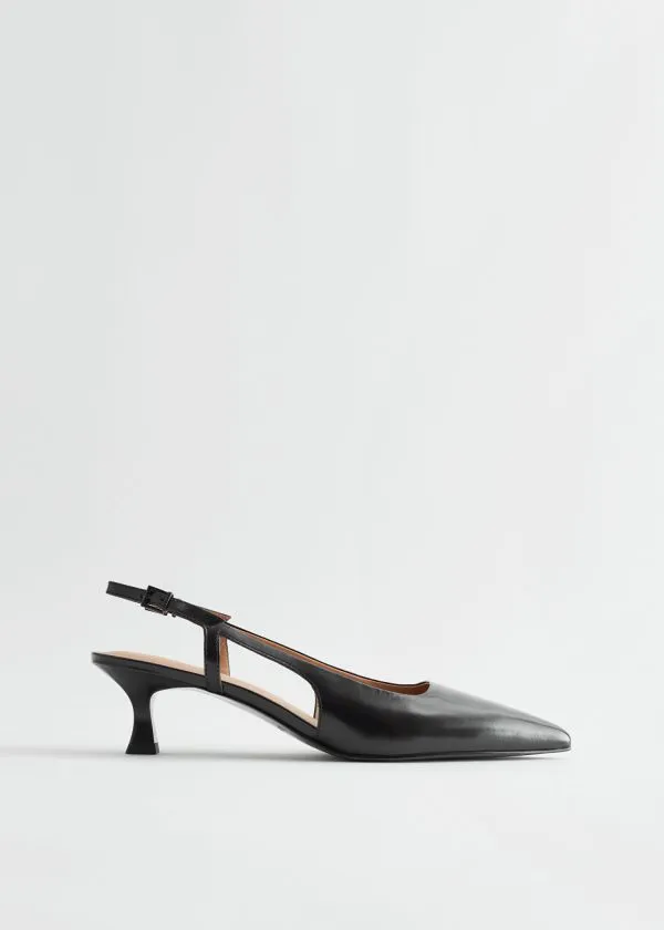 and Other Stories Slingback Leather Pumps Black Women Pumps
