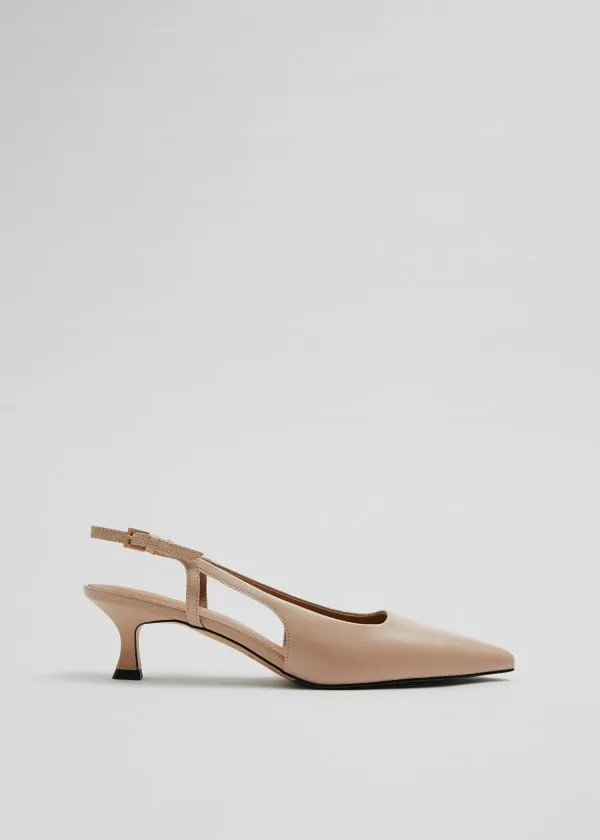 and Other Stories Slingback Leather Pumps Ecru Women Pumps