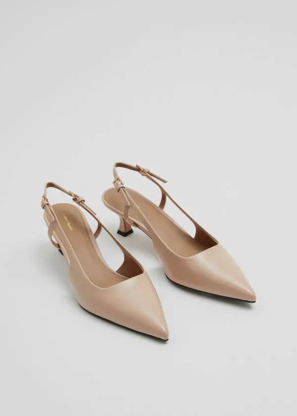 and Other Stories Slingback Leather Pumps Ecru Women Pumps and Other Stories Slingback Leather Pumps Ecru Women Pumps
