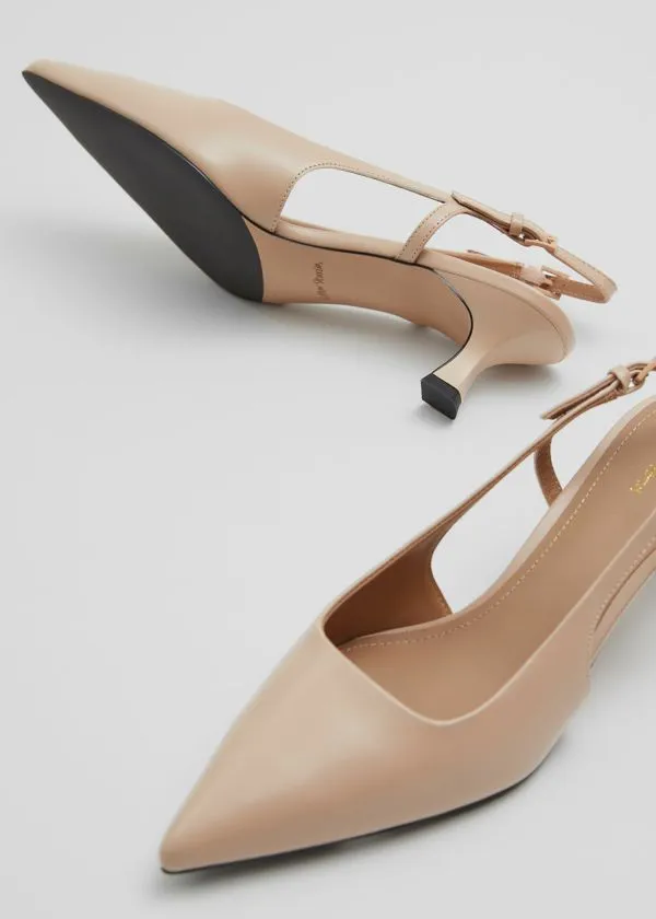 and Other Stories Slingback Leather Pumps Ecru Women Pumps and Other Stories Slingback Leather Pumps Ecru Women Pumps