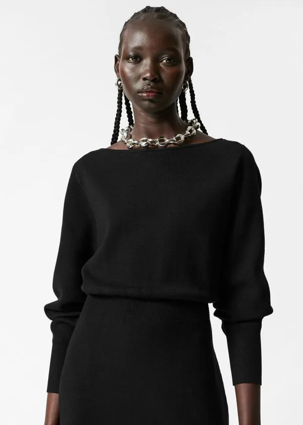 and Other Stories SlitDetailed Midi Dress Black Women Dresses