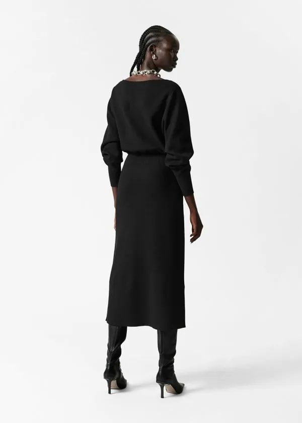 and Other Stories SlitDetailed Midi Dress Black Women Dresses