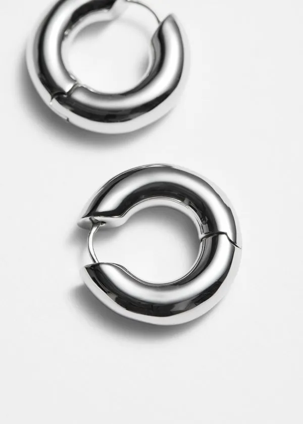 and Other Stories Small Chunky Hoop Earrings Silver Women Earrings