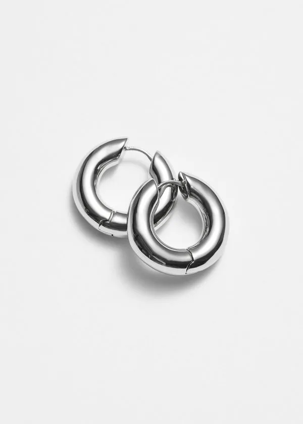 and Other Stories Small Chunky Hoop Earrings Silver Women Earrings
