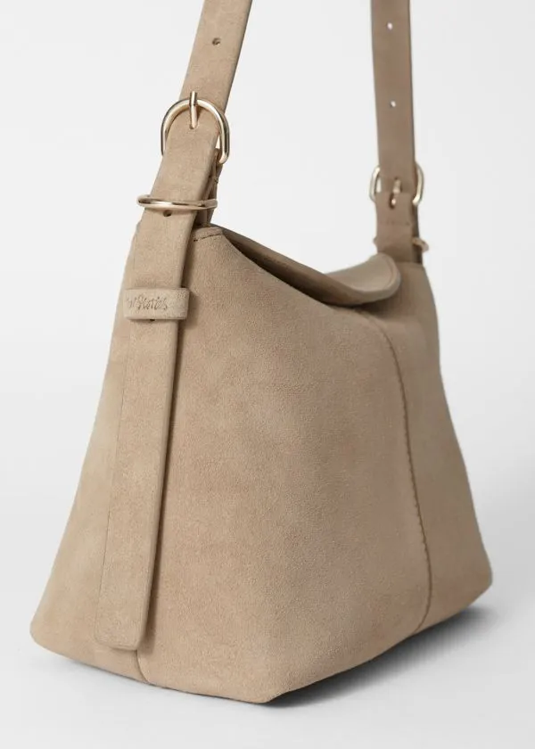 and Other Stories Small Suede Bag Beige Suede Women Shoulder Bags