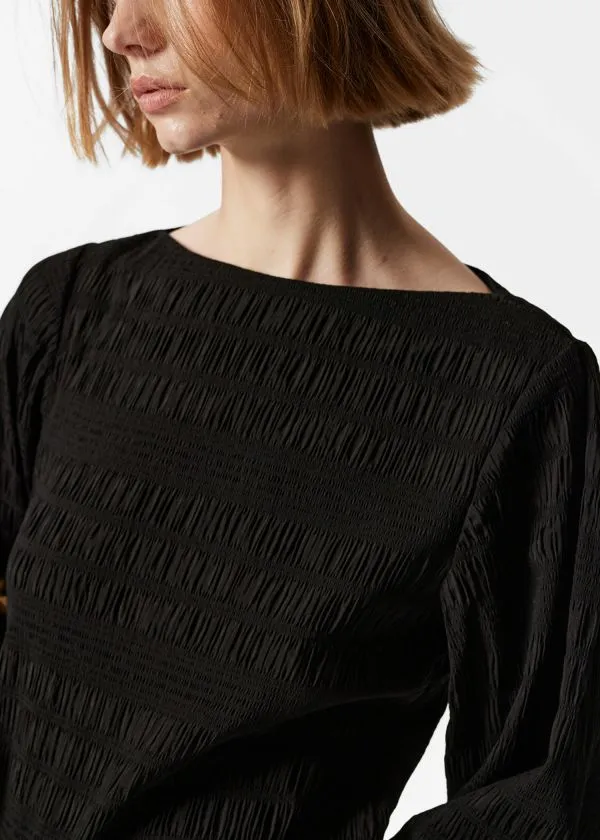 and Other Stories Smocked Blouse Black Women Blouses and Shirts