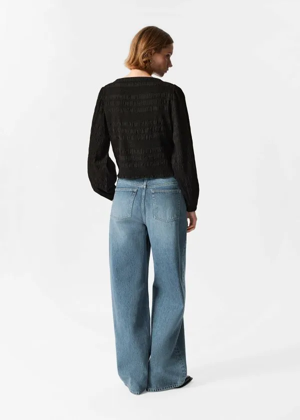 and Other Stories Smocked Blouse Black Women Blouses and Shirts