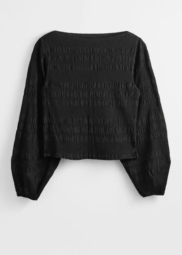 and Other Stories Smocked Blouse Black Women Blouses and Shirts