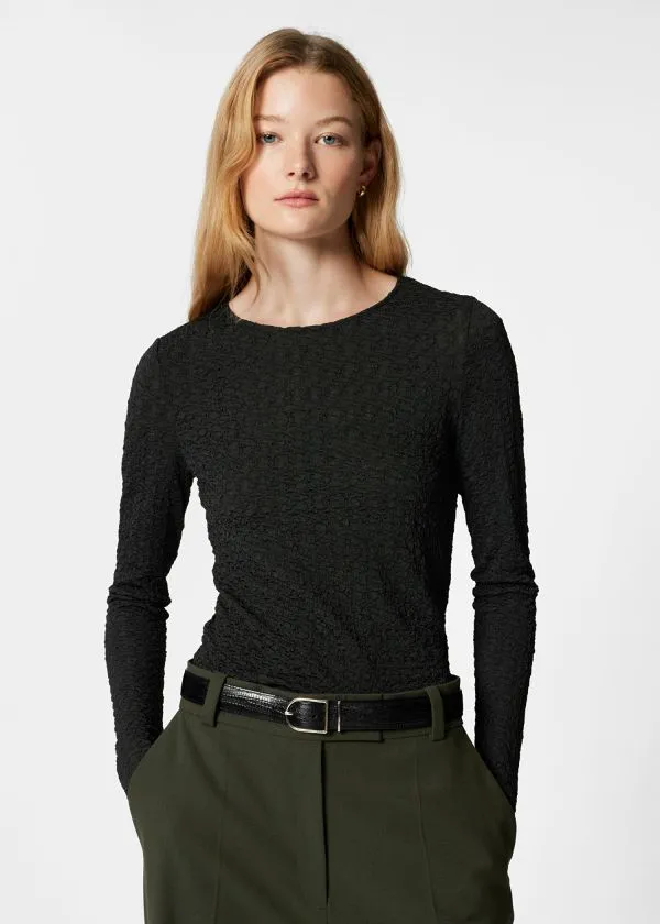 and Other Stories Smocked LongSleeve Top Black Women Tops and Tshirts