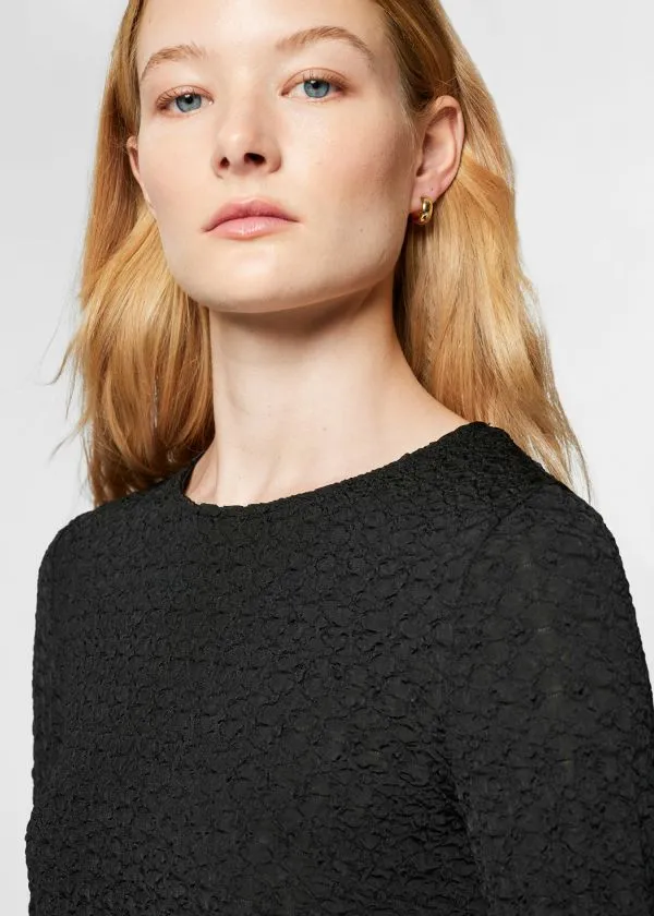 and Other Stories Smocked LongSleeve Top Black Women Tops and Tshirts