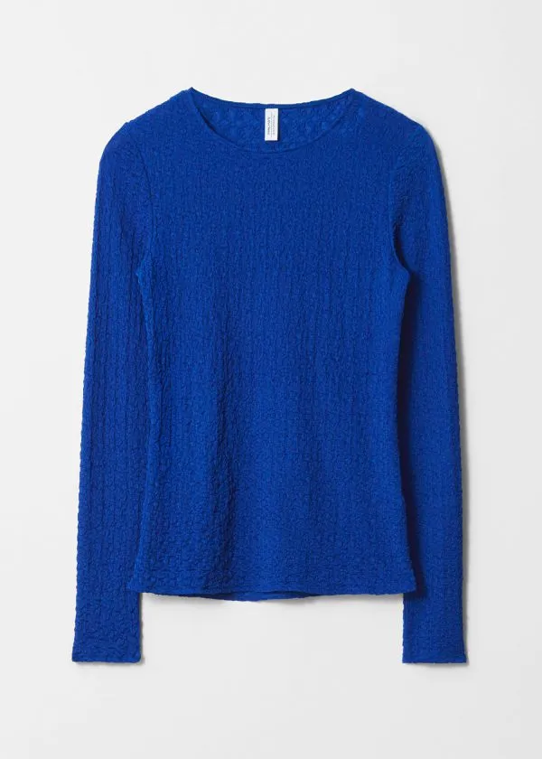 and Other Stories Smocked LongSleeve Top Blue Women Tops and Tshirts