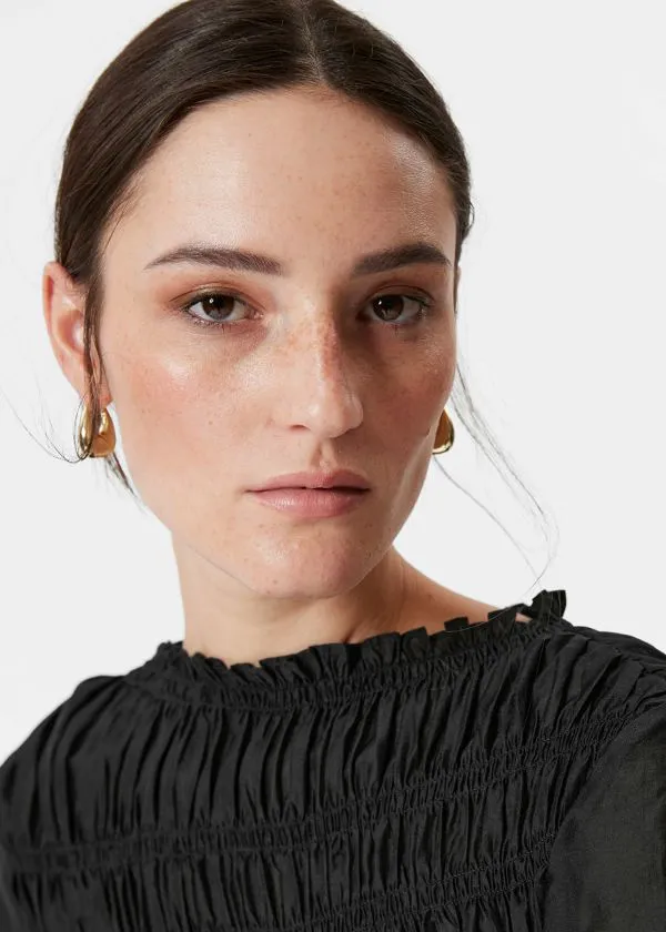 and Other Stories Smocked Top Black Women Blouses and Shirts