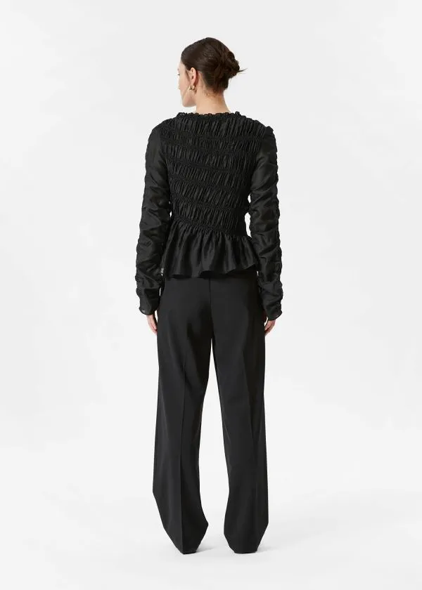 and Other Stories Smocked Top Black Women Blouses and Shirts