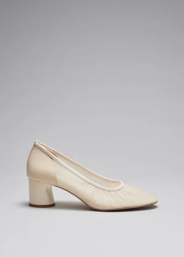 and Other Stories Soft BlockHeel Pumps White Women Pumps