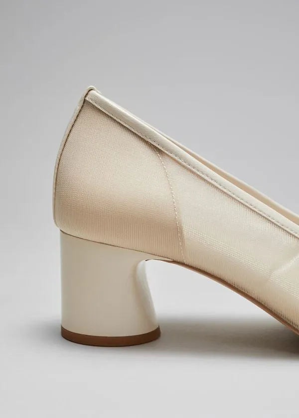 and Other Stories Soft BlockHeel Pumps White Women Pumps