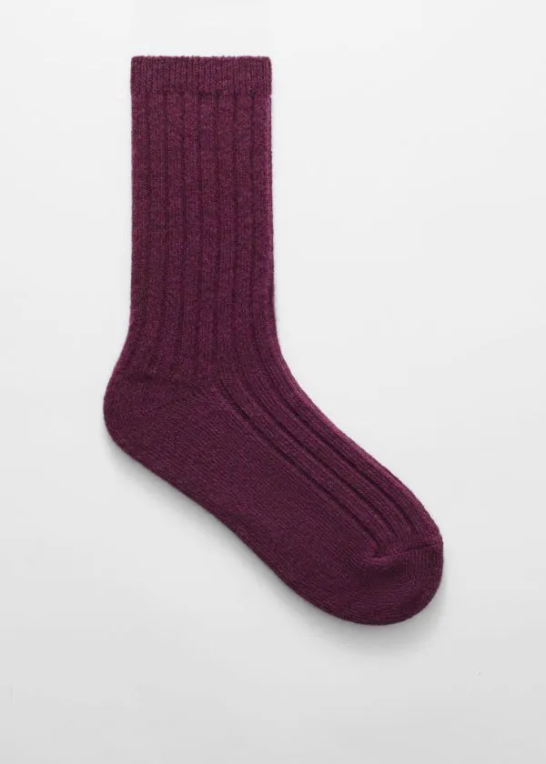 and Other Stories Soft Wool Socks Burgundy Women Socks and Tights