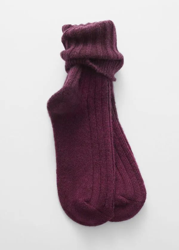 and Other Stories Soft Wool Socks Burgundy Women Socks and Tights