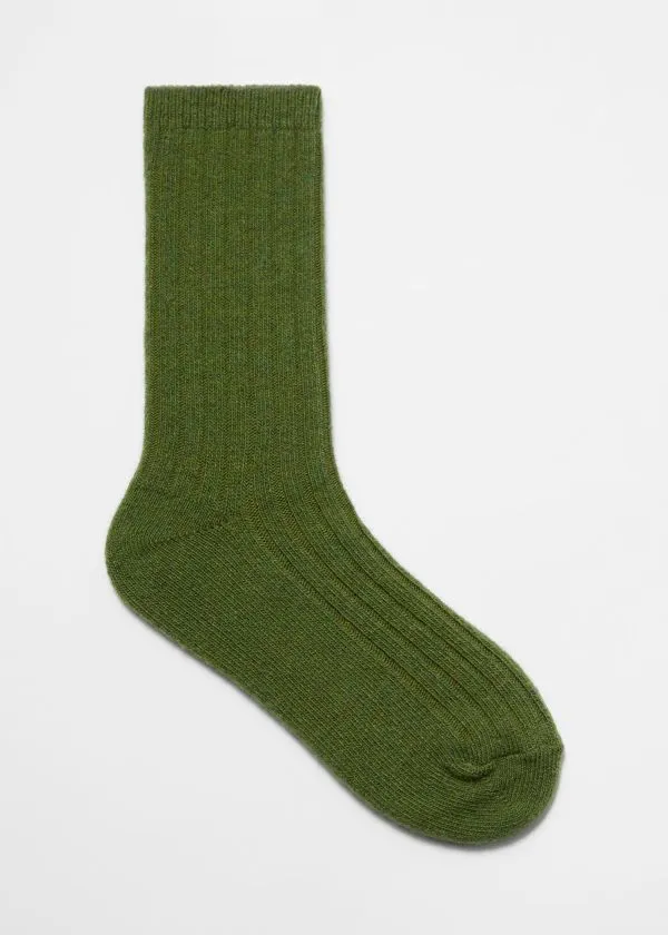 and Other Stories Soft Wool Socks Olive Women Socks and Tights