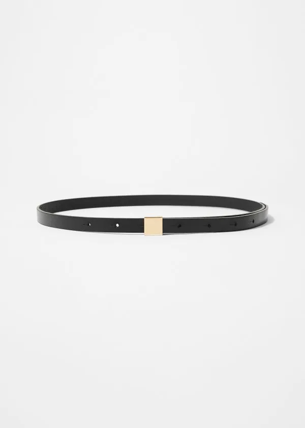 and Other Stories SquareBuckle Leather Belt Black Women Belts