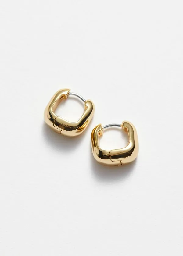 and Other Stories Square Hoop Earrings Gold Women Earrings and Other Stories Square Hoop Earrings Gold Women Earrings