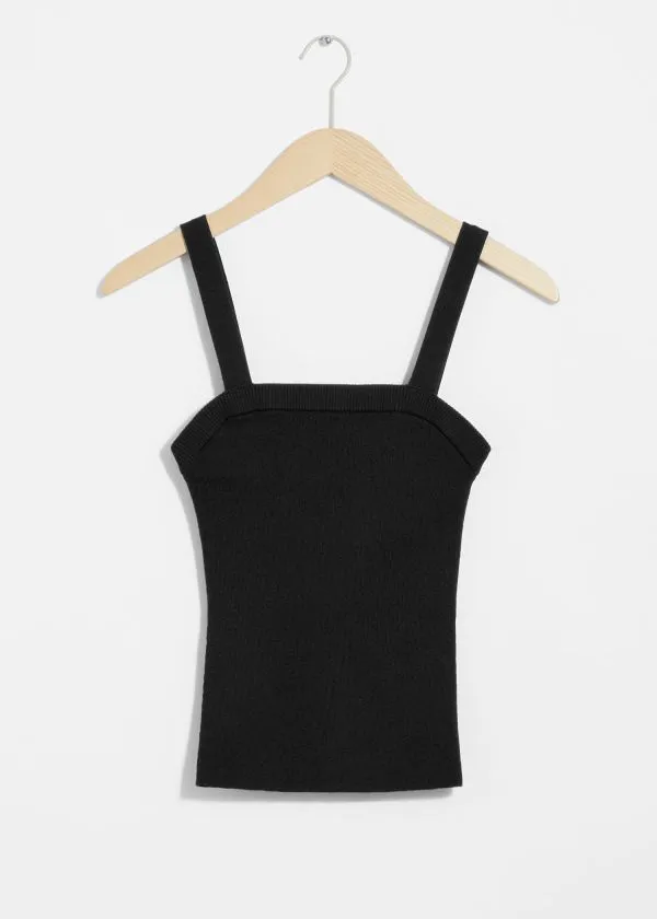 and Other Stories SquareNeck Knit Top Black Women Knitwear