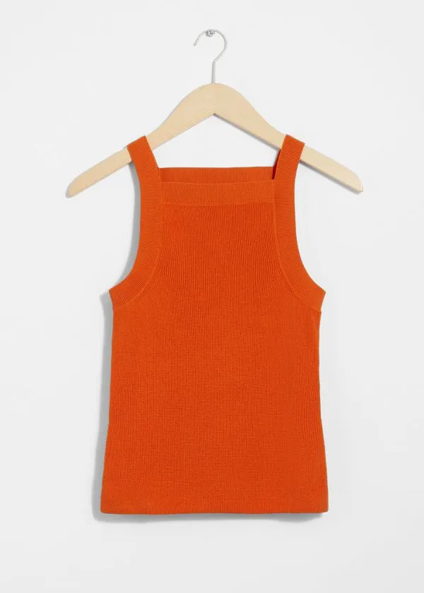 and Other Stories SquareNeck Tank Top Orange Women Tops and Tshirts