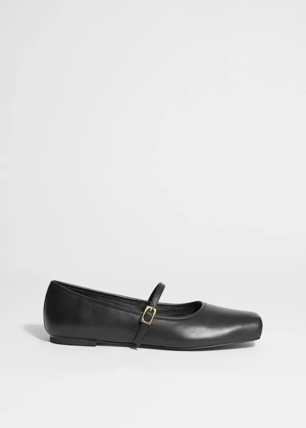 and Other Stories SquareToe Ballet Flats Black Women Ballerinas