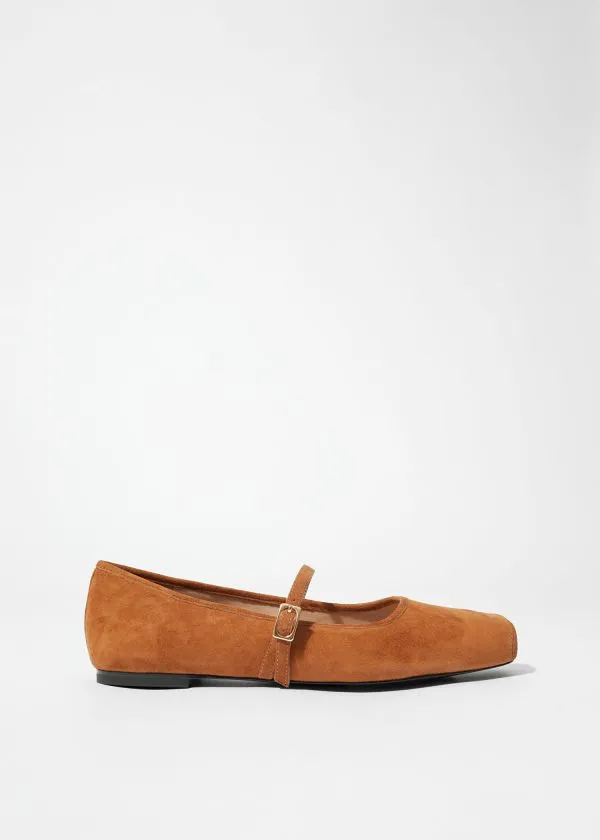 and Other Stories SquareToe Ballet Flats Brown Suede Women Ballerinas