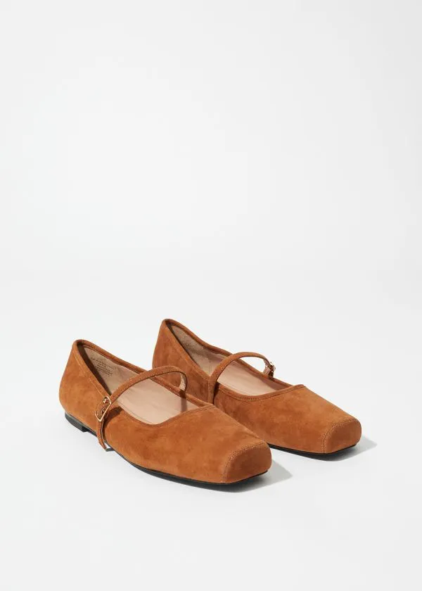 and Other Stories SquareToe Ballet Flats Brown Suede Women Ballerinas and Other Stories SquareToe Ballet Flats Brown Suede Women Ballerinas
