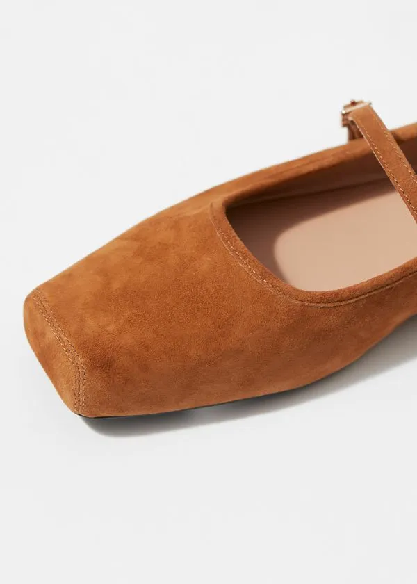 and Other Stories SquareToe Ballet Flats Brown Suede Women Ballerinas and Other Stories SquareToe Ballet Flats Brown Suede Women Ballerinas
