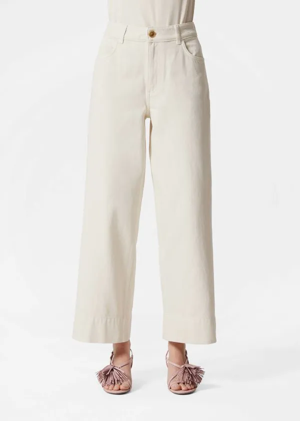 and Other Stories Straight Cropped Jeans Cream Women Jeans