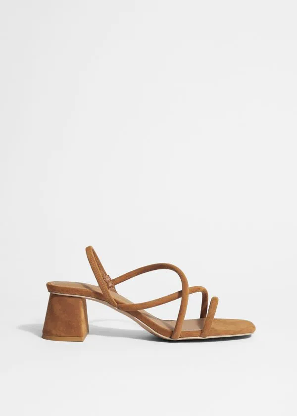 and Other Stories Strappy Block Heel Sandals Beige Suede Women Sandals