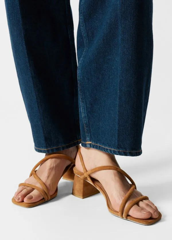 and Other Stories Strappy Block Heel Sandals Beige Suede Women Sandals