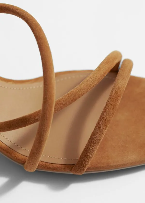 and Other Stories Strappy Block Heel Sandals Beige Suede Women Sandals