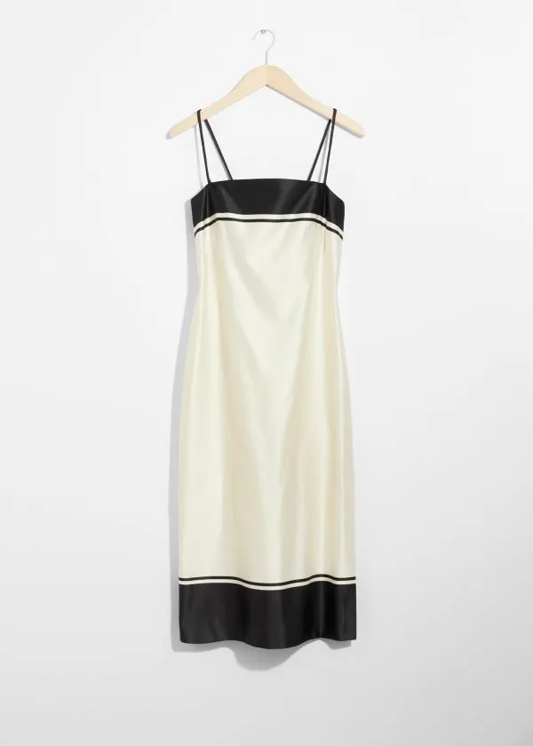 and Other Stories Strappy Satin Midi Dress Ivory Women Dresses