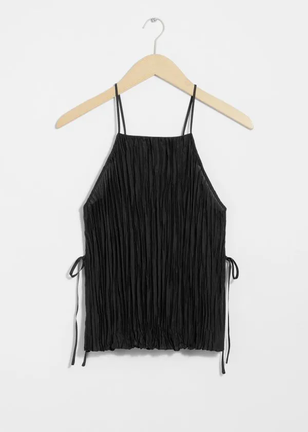 and Other Stories Strappy Silk Top Black Women Tops and Tshirts