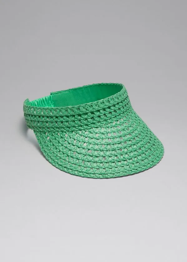 and Other Stories Straw Sun Visor Green Women Headwear