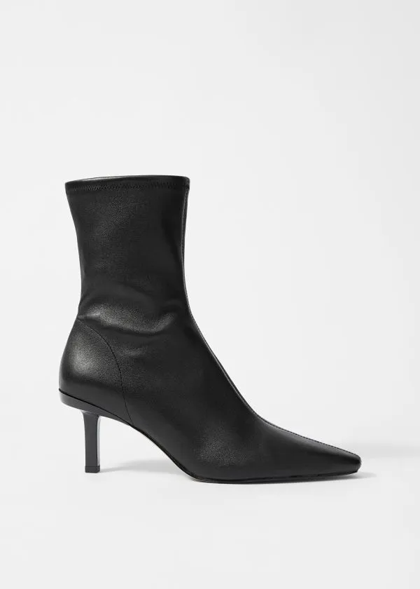 and Other Stories StretchLeather Ankle Boots Black Leather Women Boots