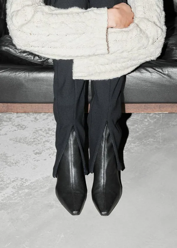 and Other Stories StretchLeather Ankle Boots Black Leather Women Boots