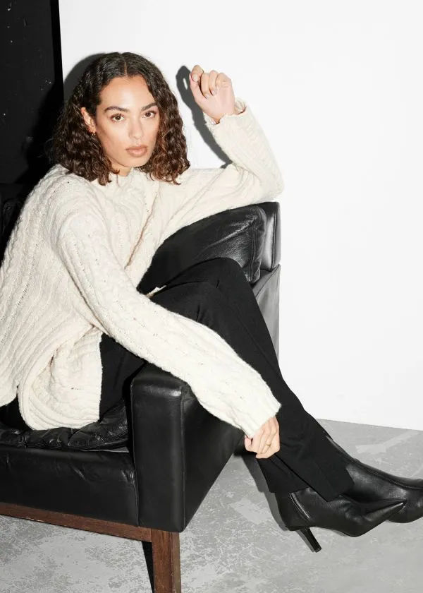 and Other Stories StretchLeather Ankle Boots Black Leather Women Boots