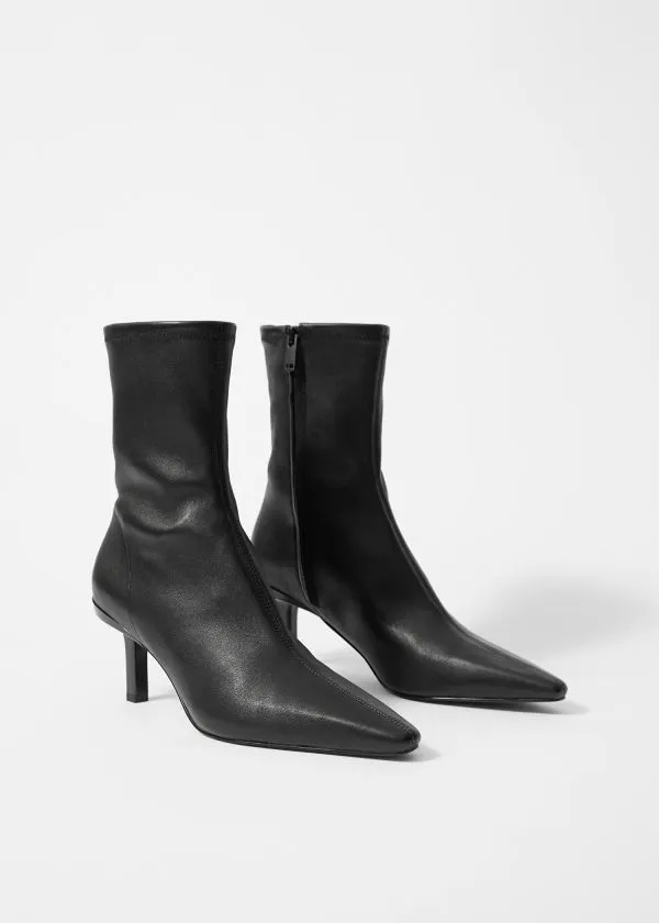 and Other Stories StretchLeather Ankle Boots Black Leather Women Boots