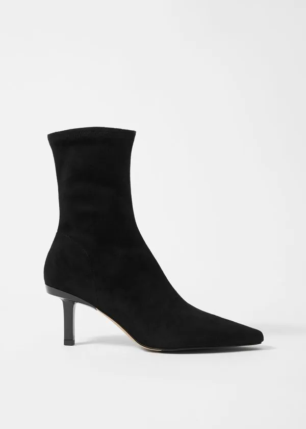 and Other Stories StretchLeather Ankle Boots Black Suede Women Boots